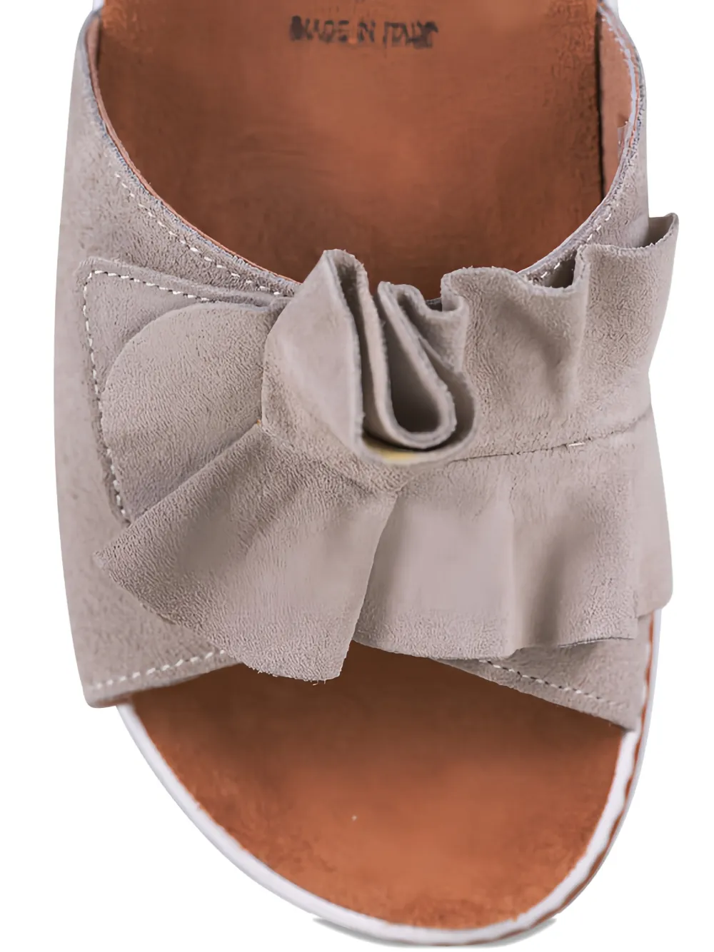 Ron White Frani suède sandalen met ruches Beige