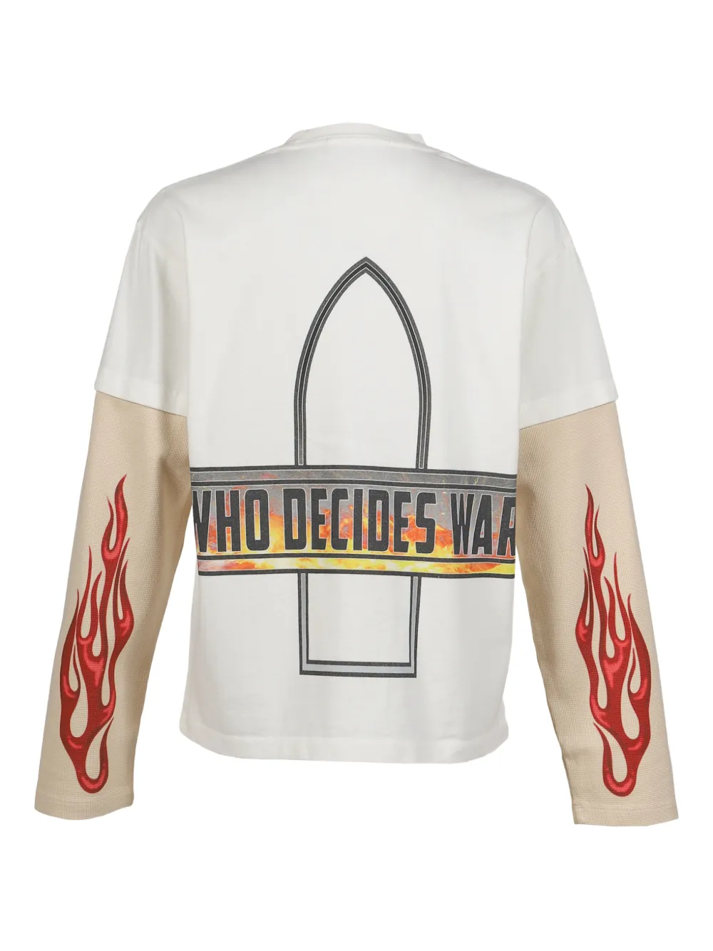 Who Decides War Gelaagd T-shirt met vlammenprint - Wit