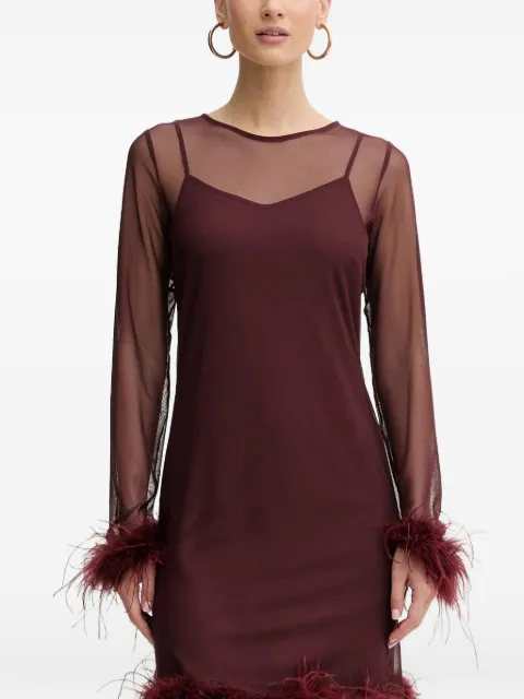 NEVER FULLY DRESSED feather-trim mini dress