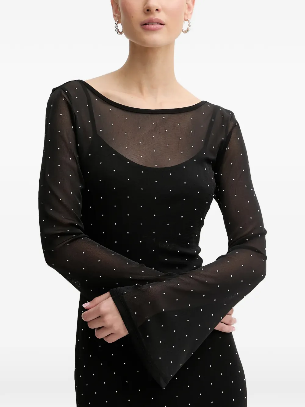  Never Fully Dressed Bell-sleeve Maxi Dress - Black 