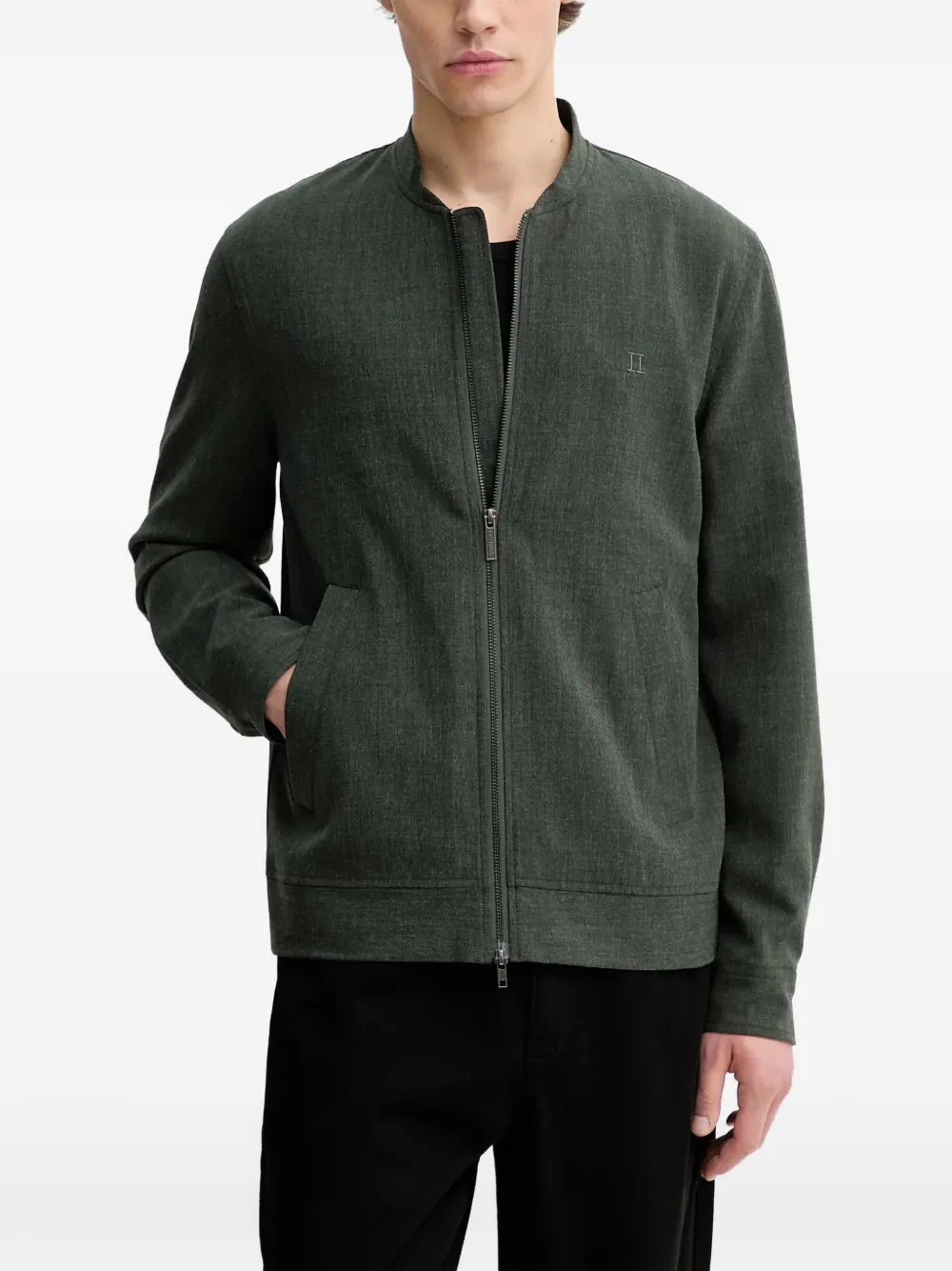 Les Deux Como Reg zip-up bomber jacket | Green | Image 1