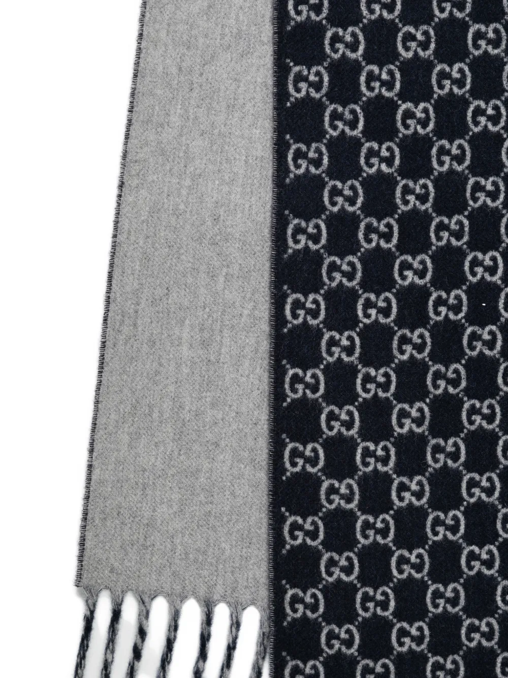 Gucci Sjaal met GG-monogram en franje Blauw