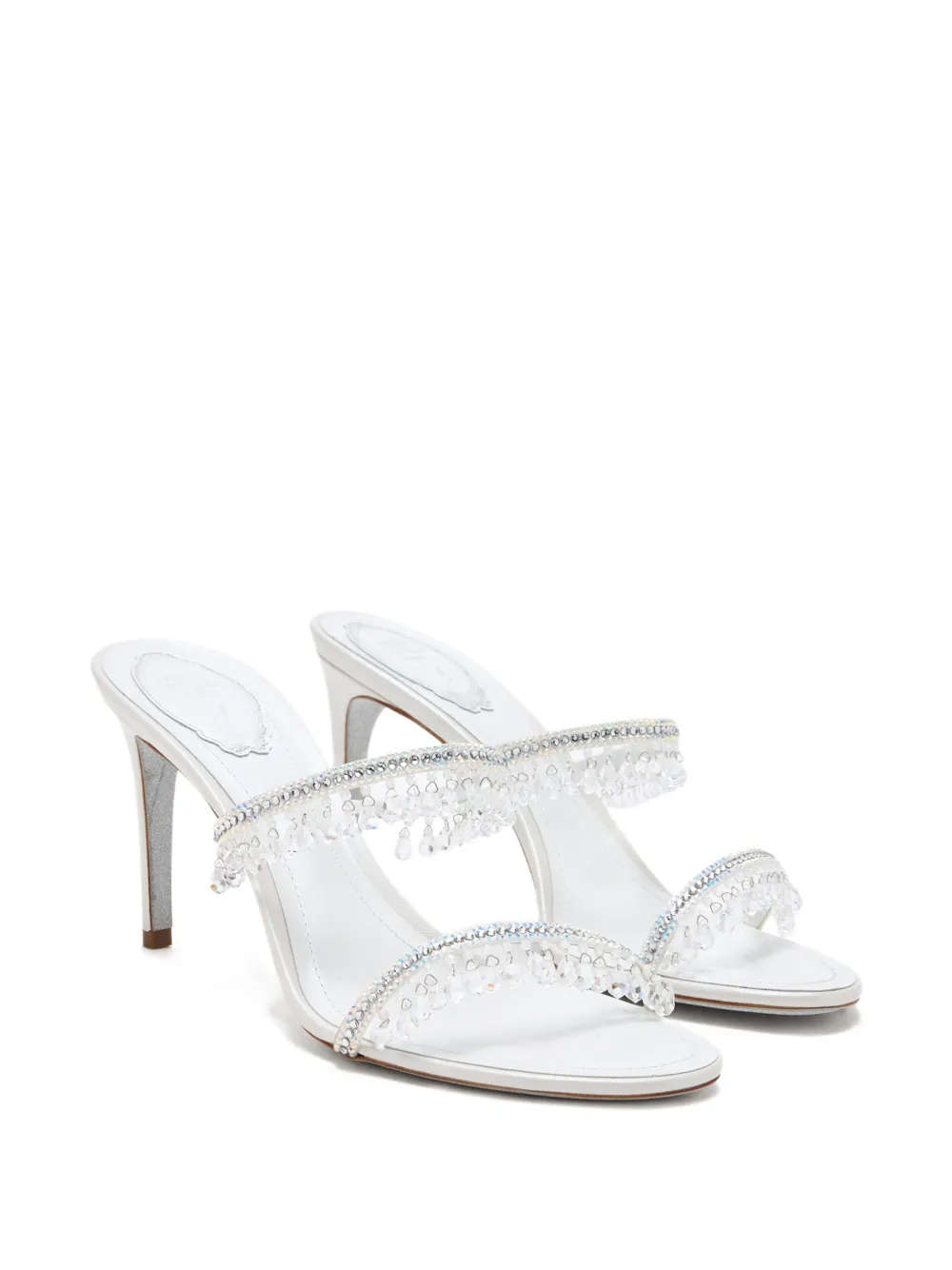 René Caovilla Chandelier crystal-embellished sandals Wit