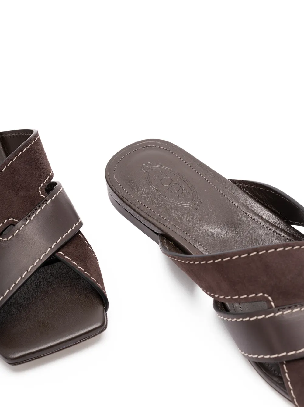  Tod's Cross-straps Flat Sandals - Brown 