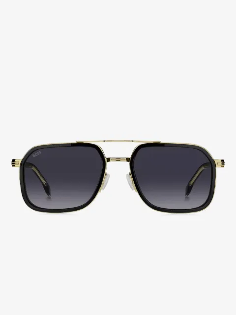BOSS layered-effect sunglasses in steel and black acetate