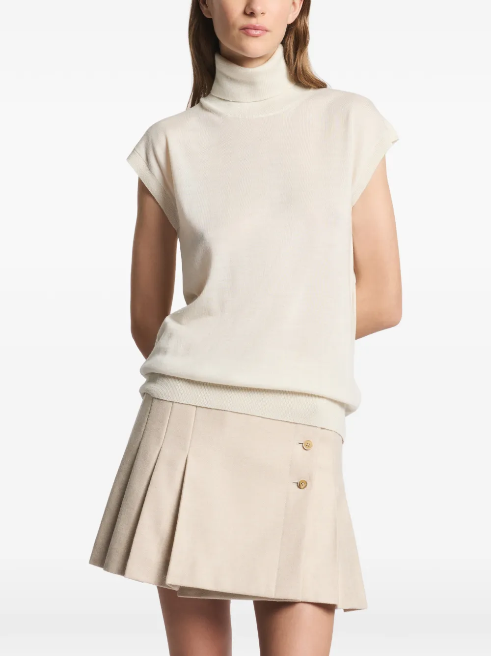  Fay Sleeveless Turtleneck Sweater - Neutrals 