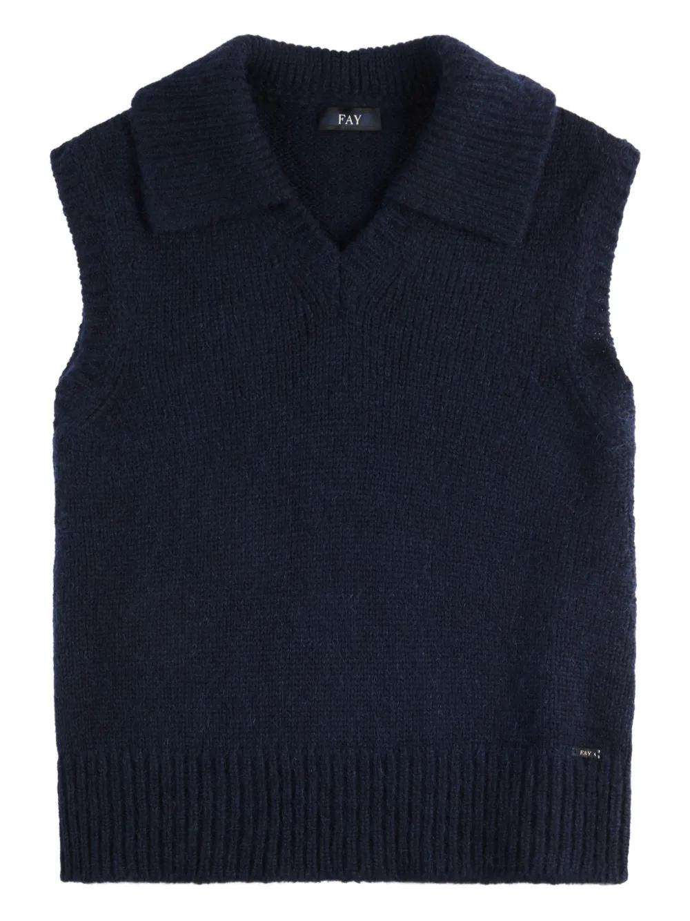 Fay polo-neck knitted vest - Blu