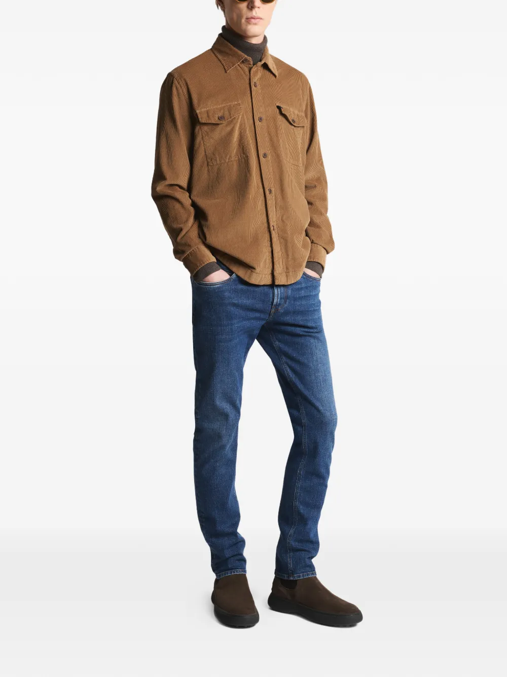 Fay chest pockets corduroy shirt - Bruin