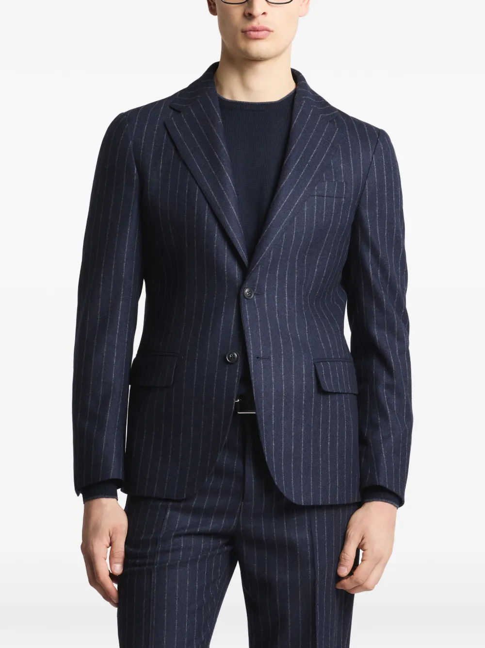  Fay Pinstripe Two-button Blazer - Blue 