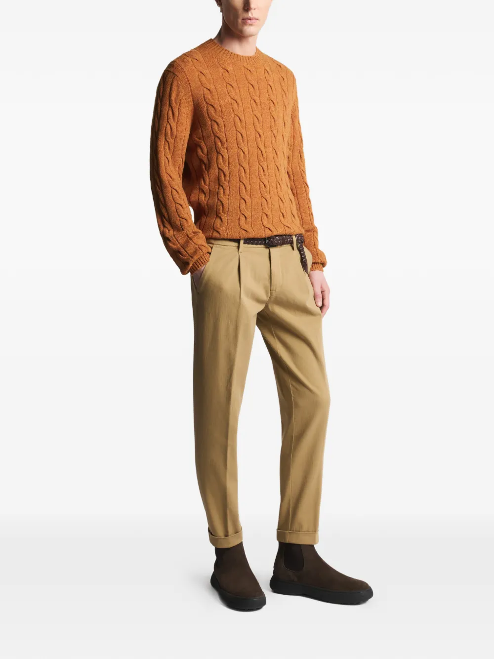 Fay elasticated-waist pleated trousers - Beige