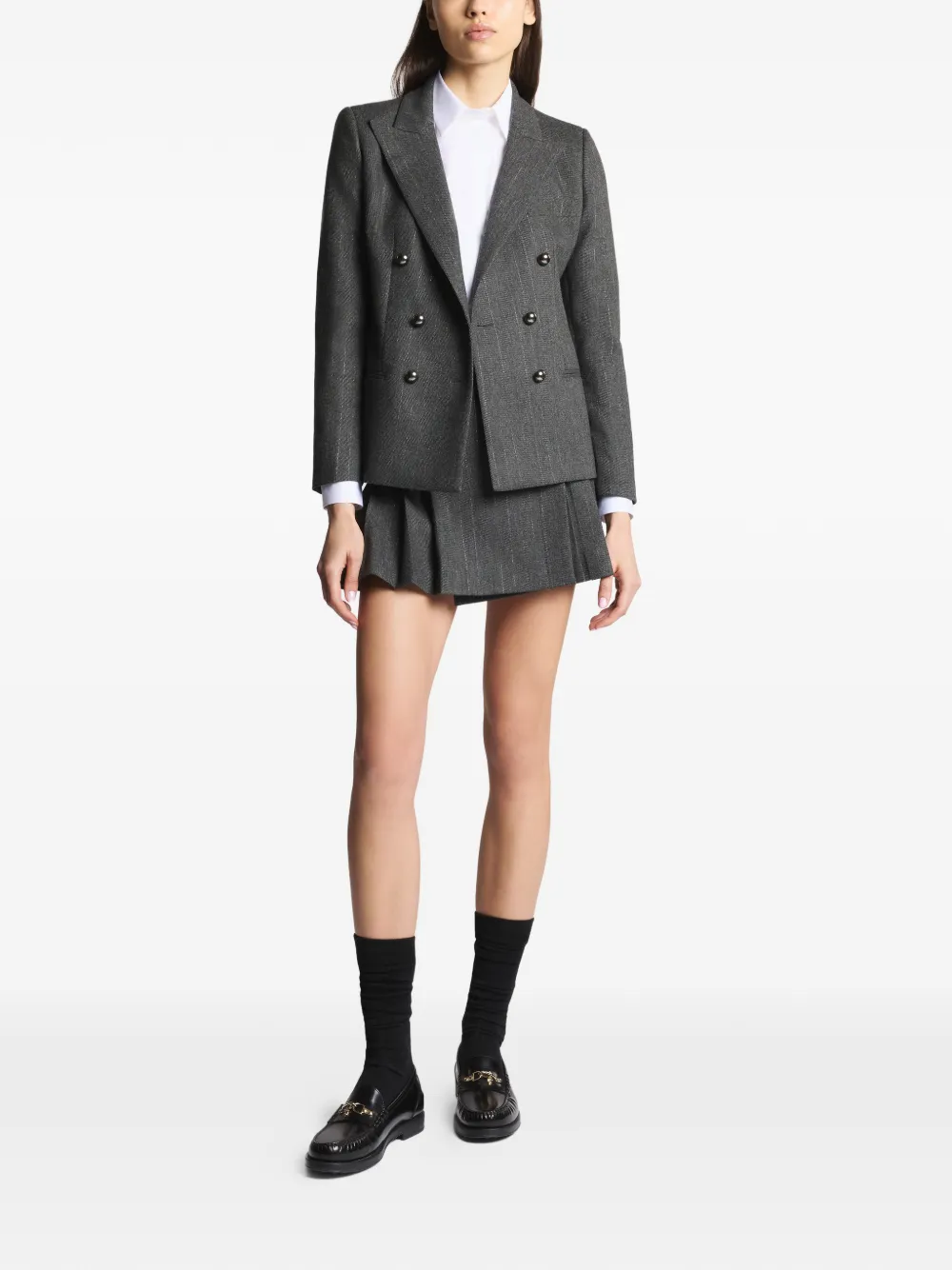  Fay Double-breasted Pinstripe Blazer - Grey 
