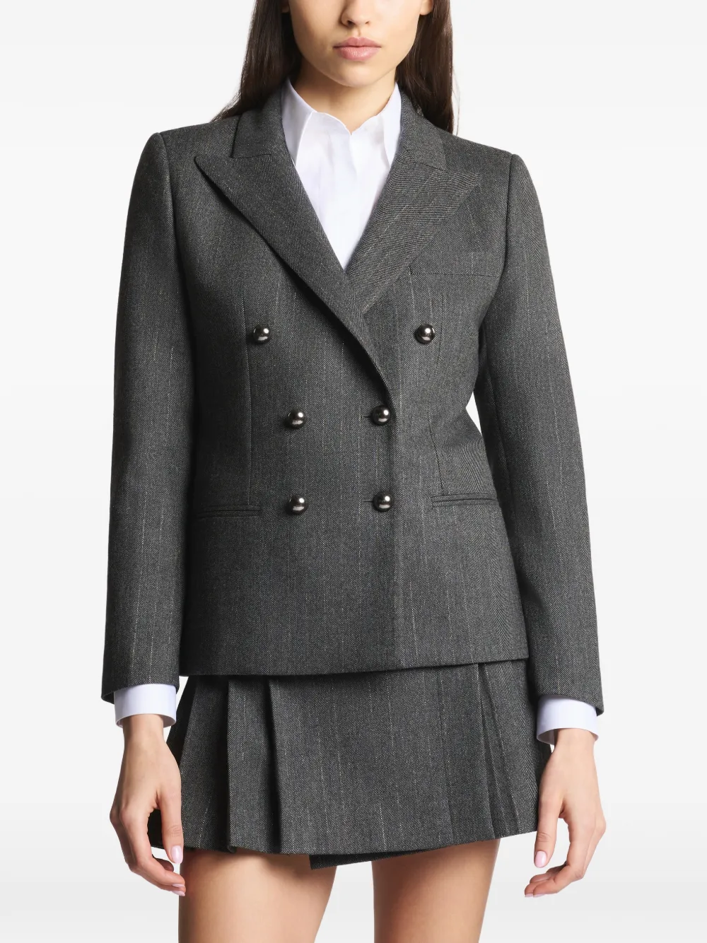  Fay Double-breasted Pinstripe Blazer - Grey 