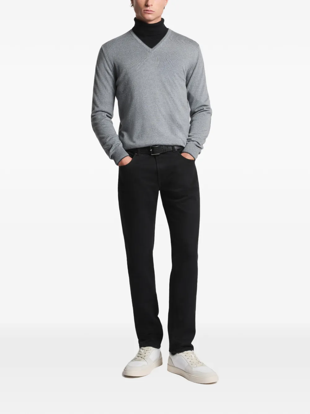 Fay V-neck elbow-patch sweater - Grijs