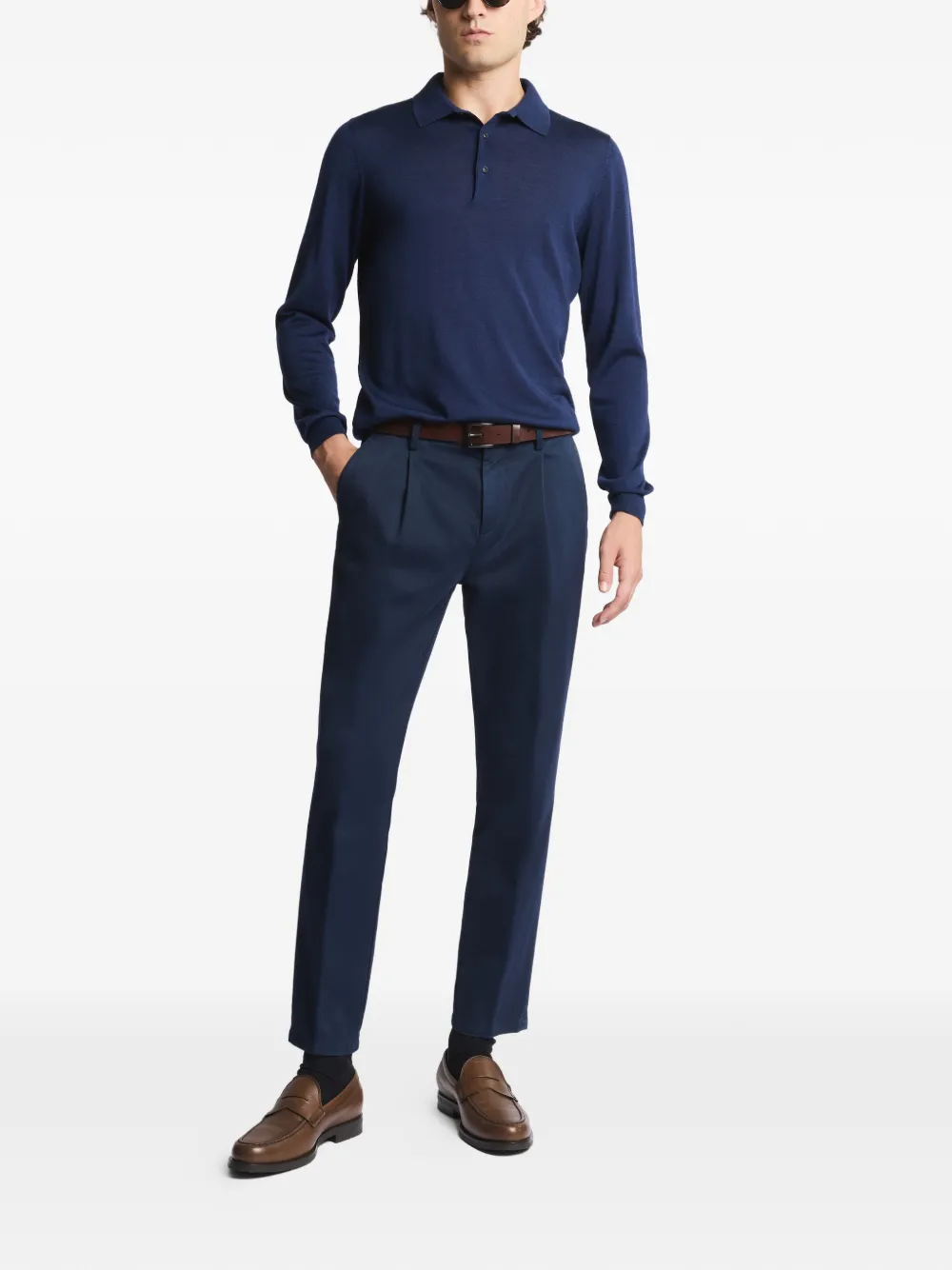 Fay long-sleeve polo shirt - Blauw