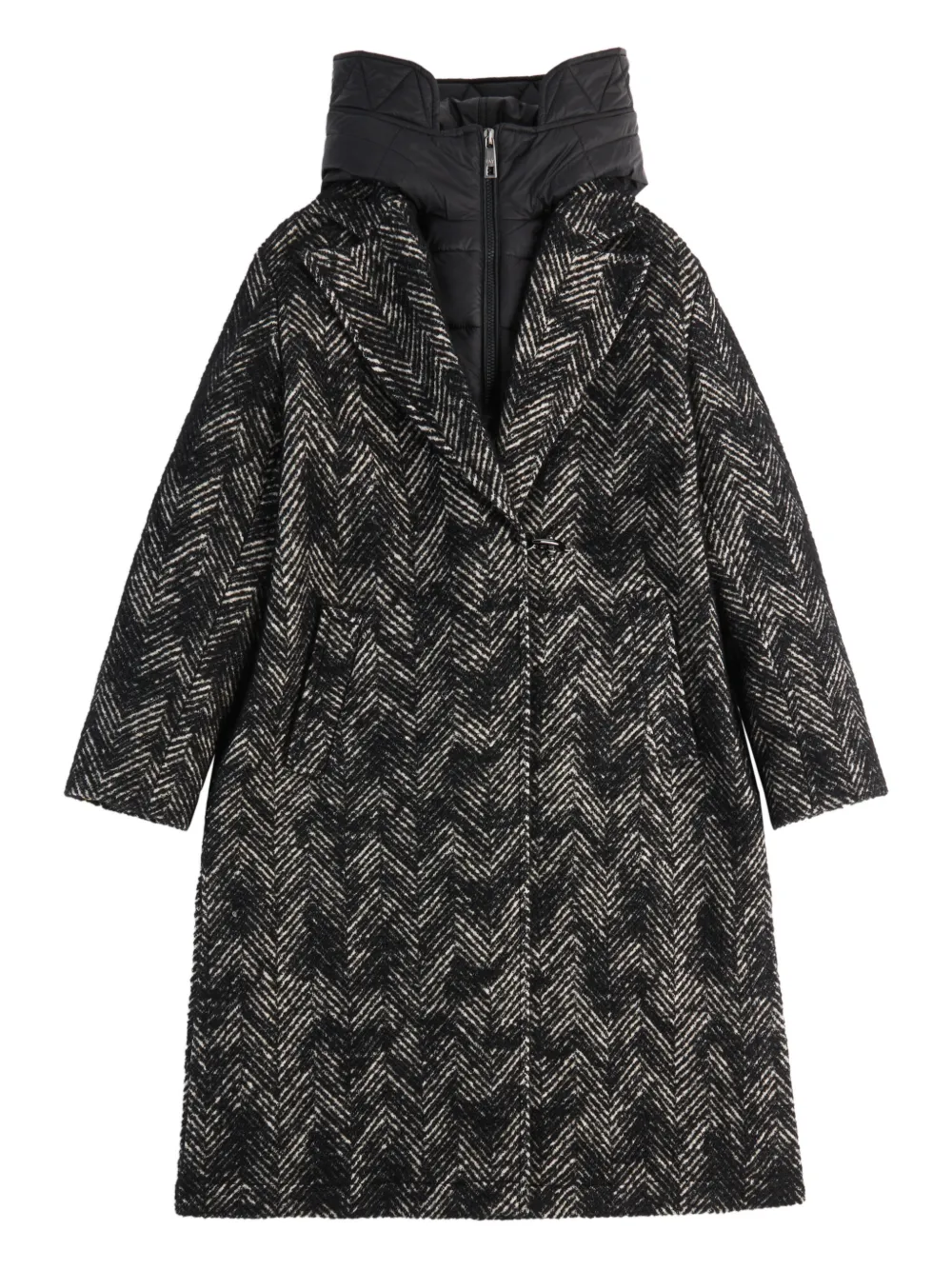 Fay herringbone hooded coat - Nero
