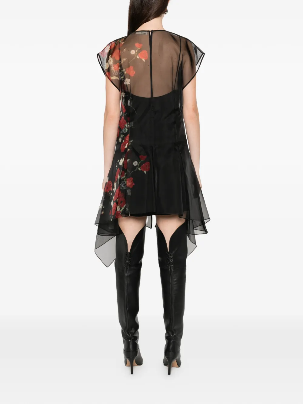 KHAITE Mini-jurk met bloemenprint Zwart