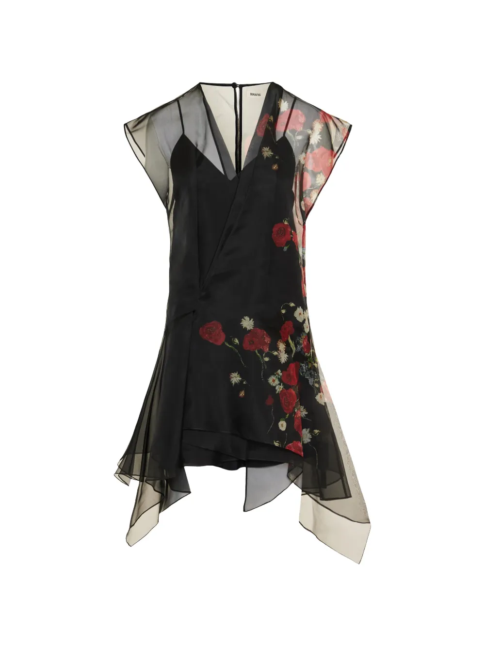 KHAITE Mini-jurk met bloemenprint Zwart