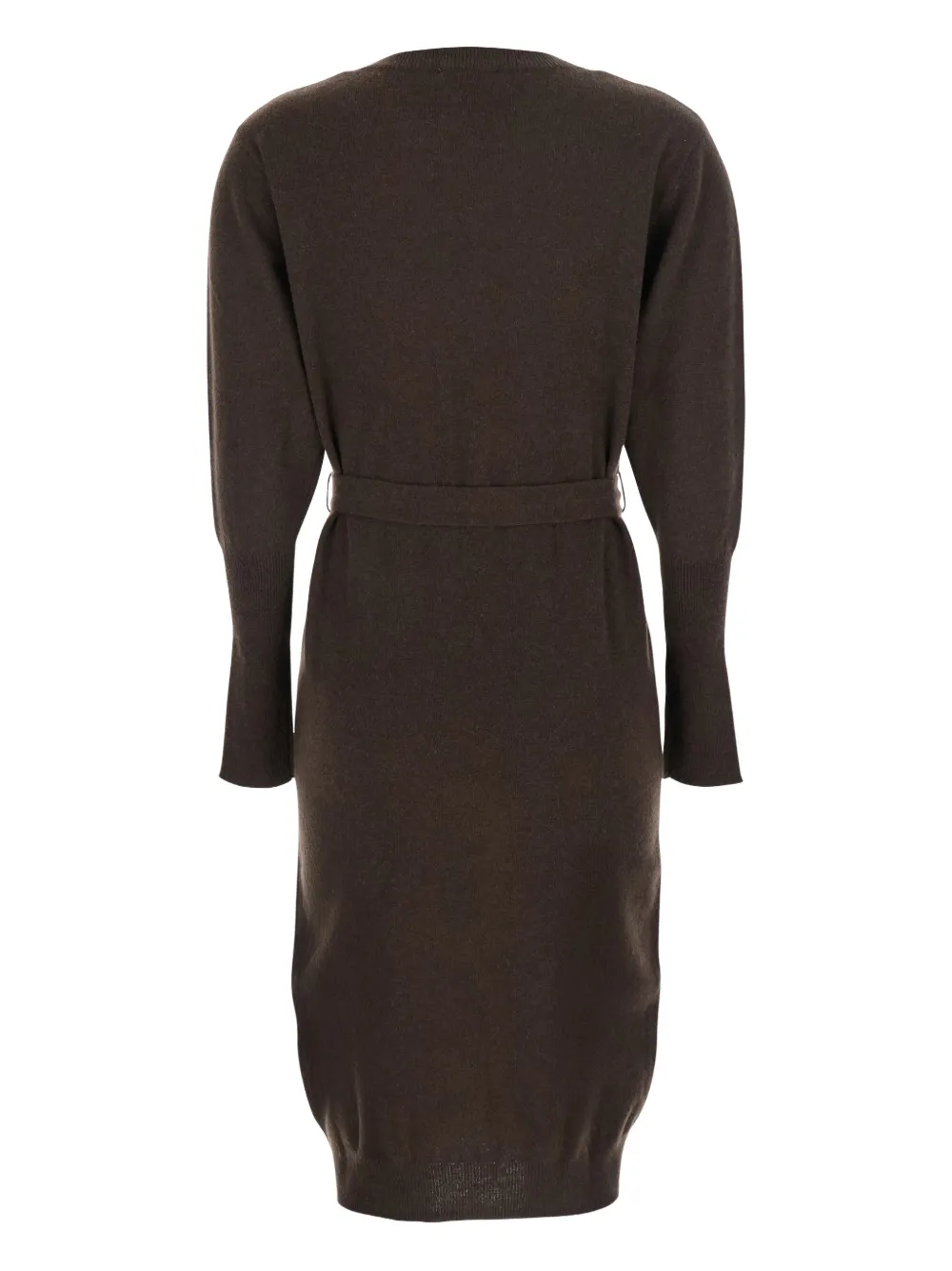 Solocascmir crew-neck belted midi dress - Bruin