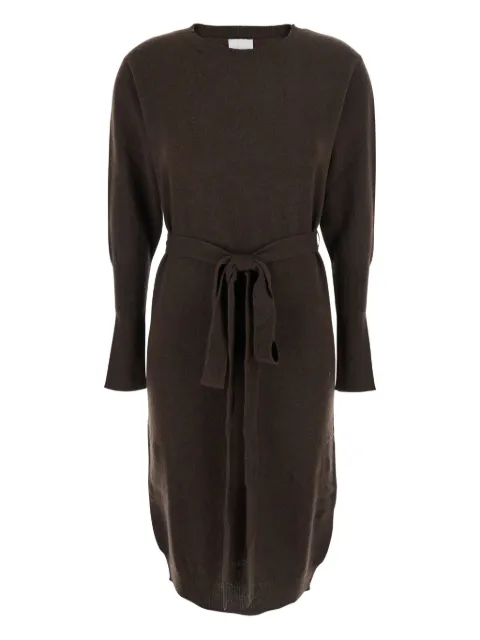 Solocascmir crew-neck belted midi dress