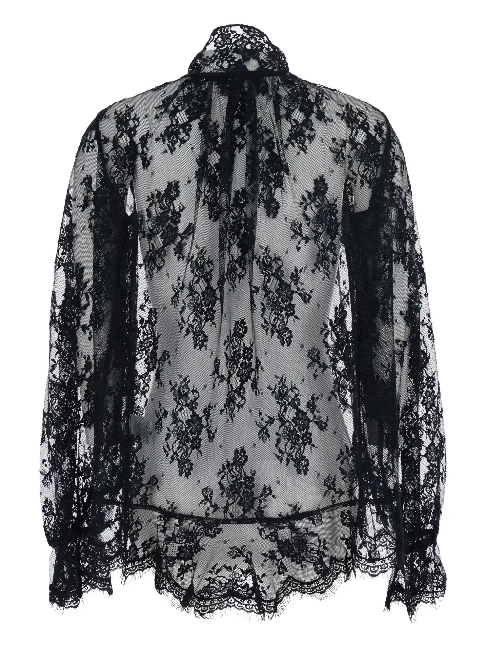 Retrofête bow-detail lace blouse - Zwart