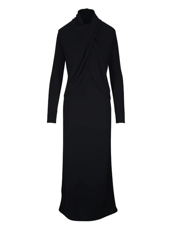 johanna ortiz dress black Celestial Silence Twisted long-sleeve Midi | petites-1 What Jewellery to Wear Color:Dark Olive Styling opportunities are versatile