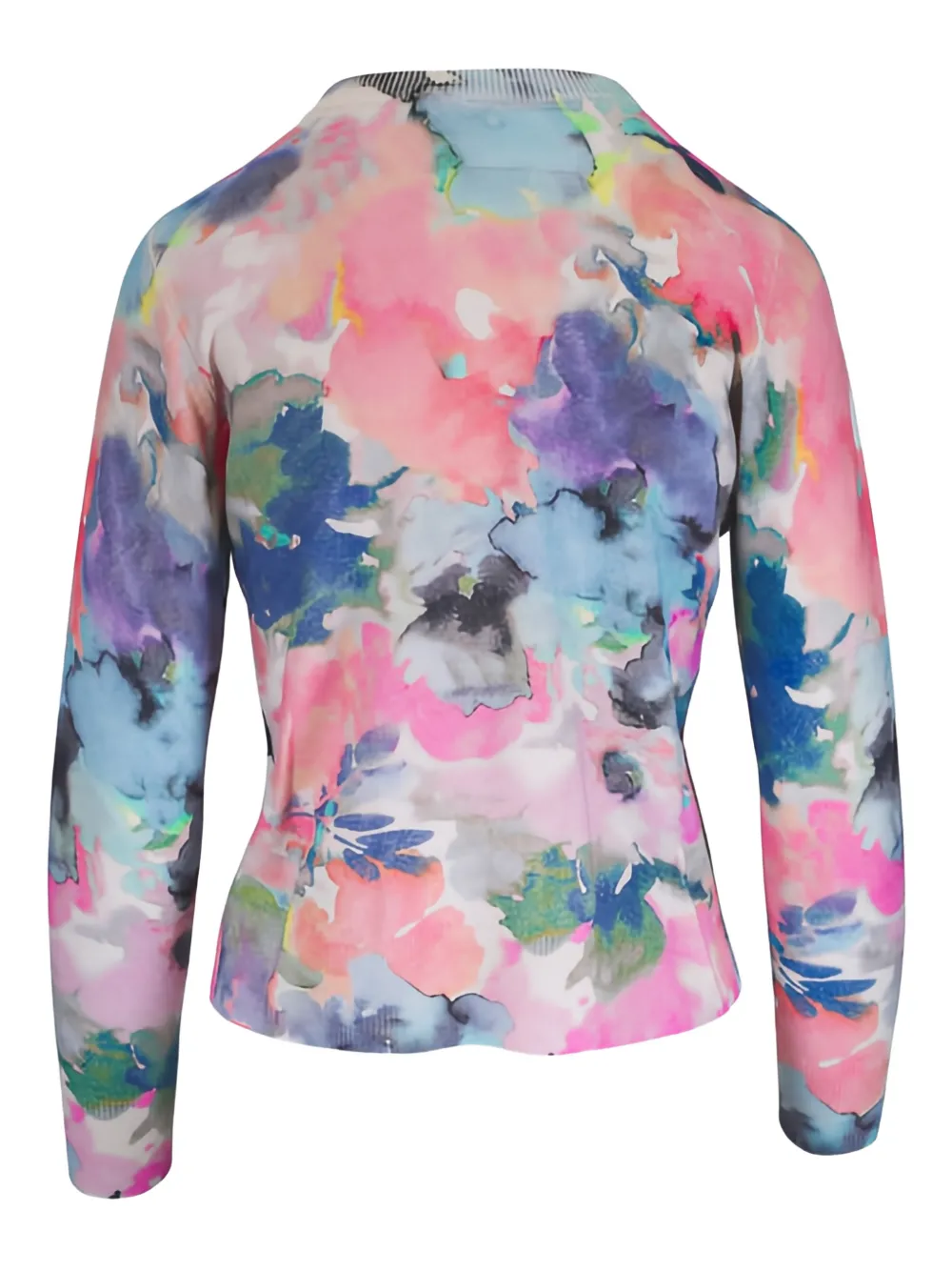  Kinross Cashmere Floral Long-sleeve Top - Pink 