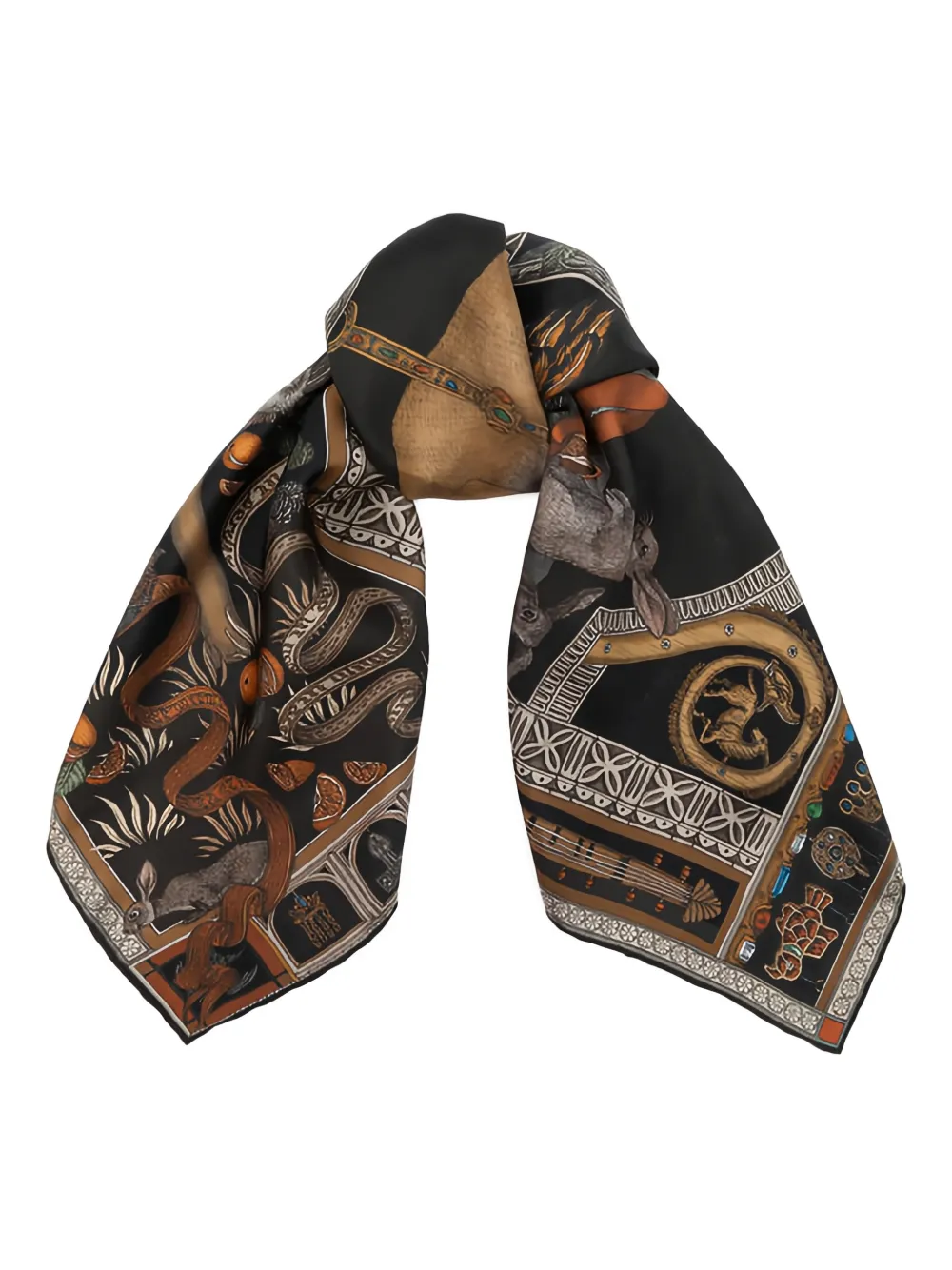 Sabina Savage Faithful Lamb Slate Fog printed scarf - Zwart