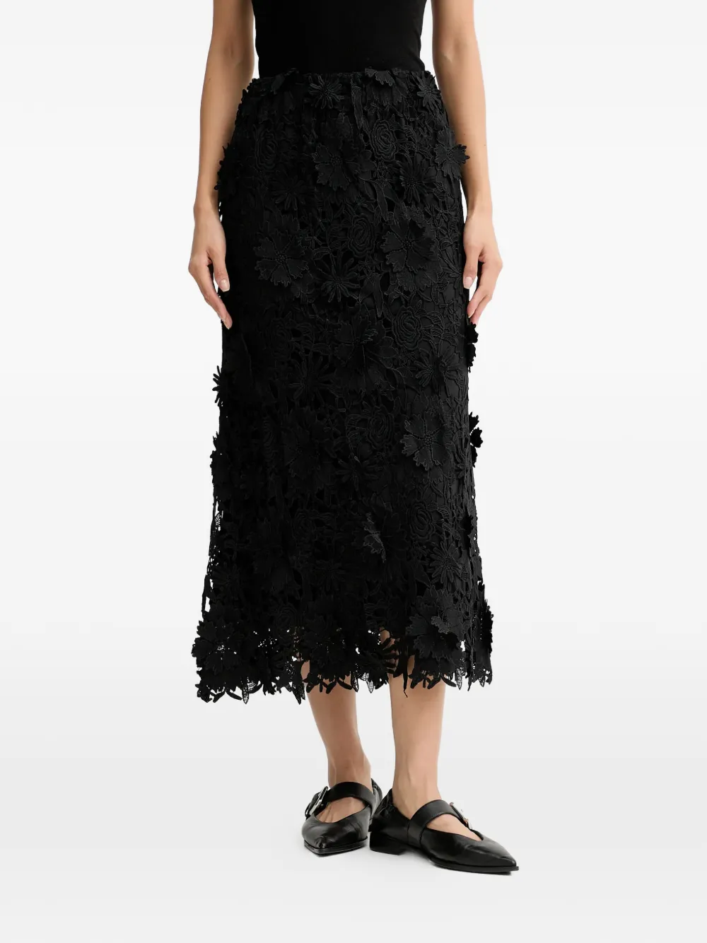 MUNTHE Gonna midi Pomi a fiori - Nero