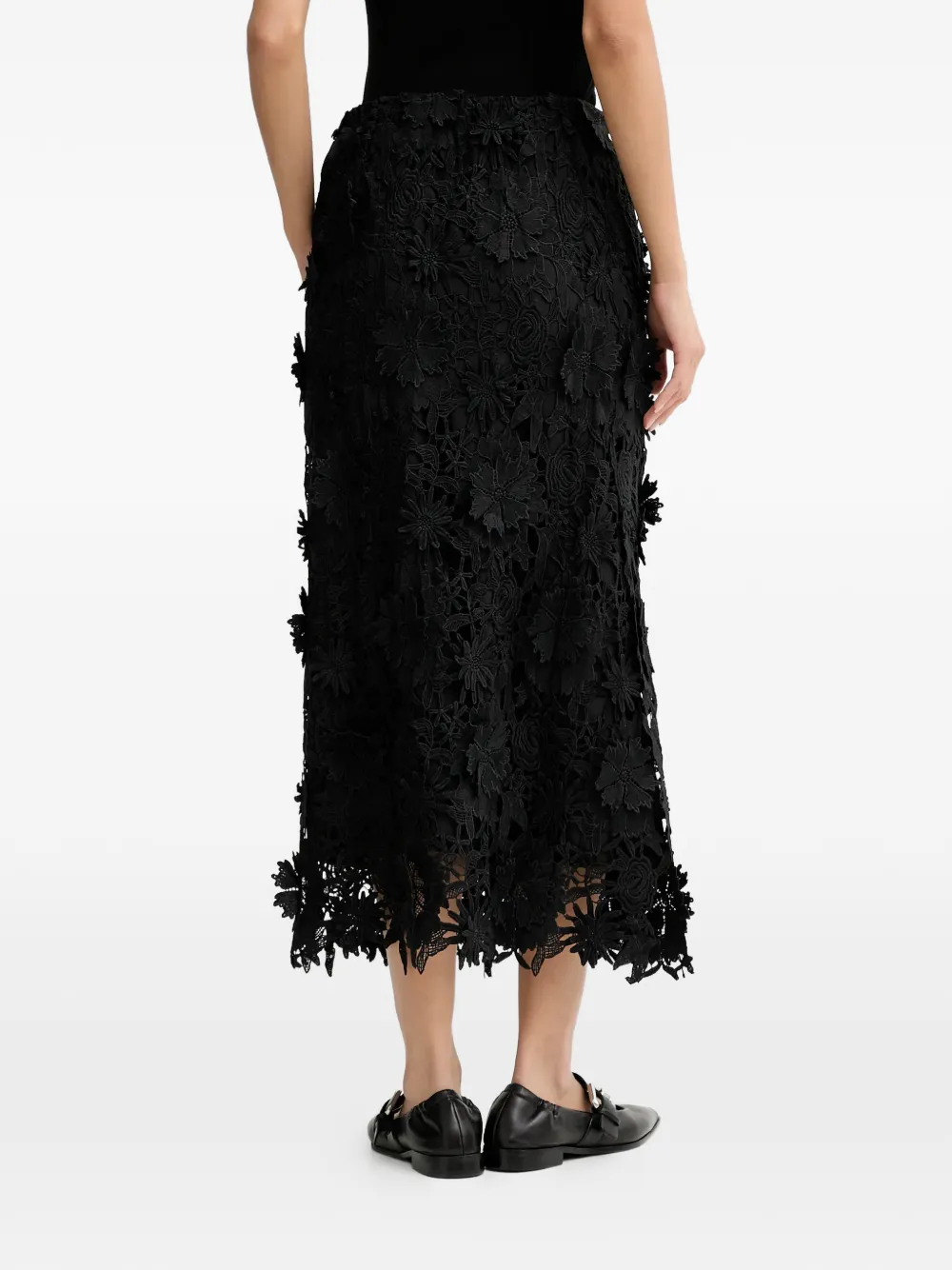 Pomi Floral Lace Midi Skirt