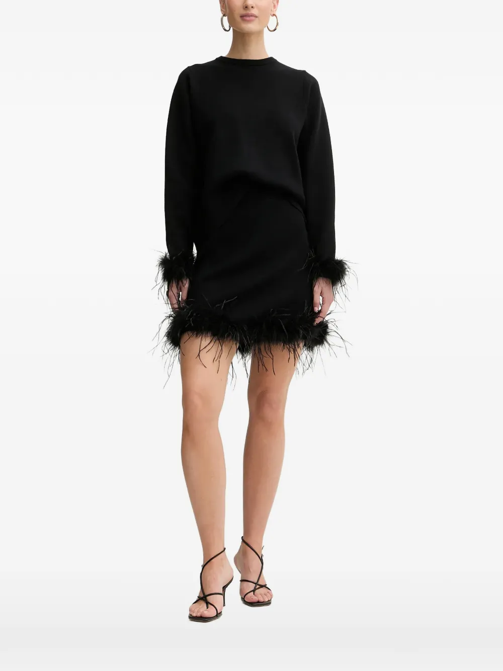  Never Fully Dressed Feather-trim Sweater - Black 