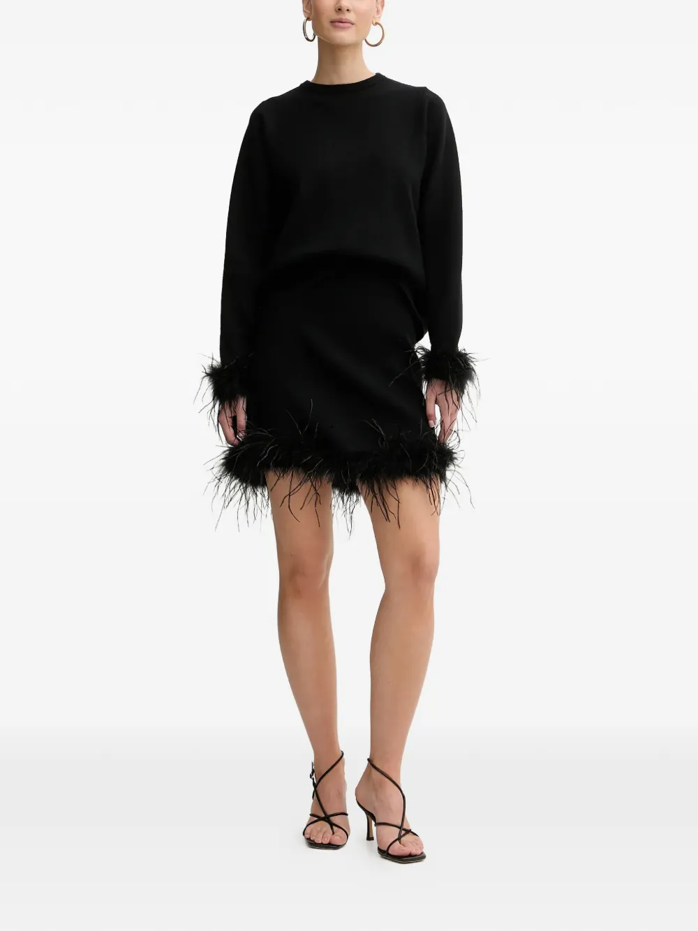 Feather-Trim Sweater