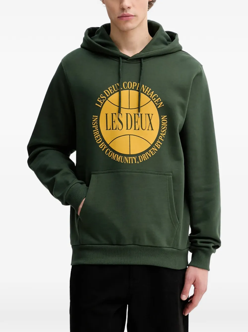 Les Deux Ben Basketball print hoodie - Green