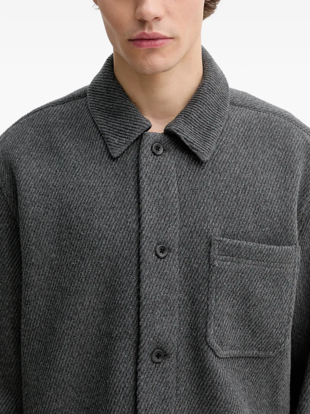Les Deux Hamilton shirtjack met knopen Grijs