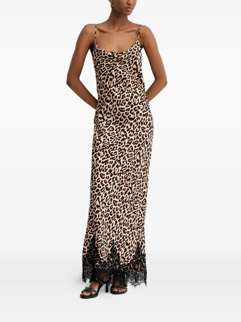 NEVER FULLY DRESSED lace animal-print maxi dress - Beige