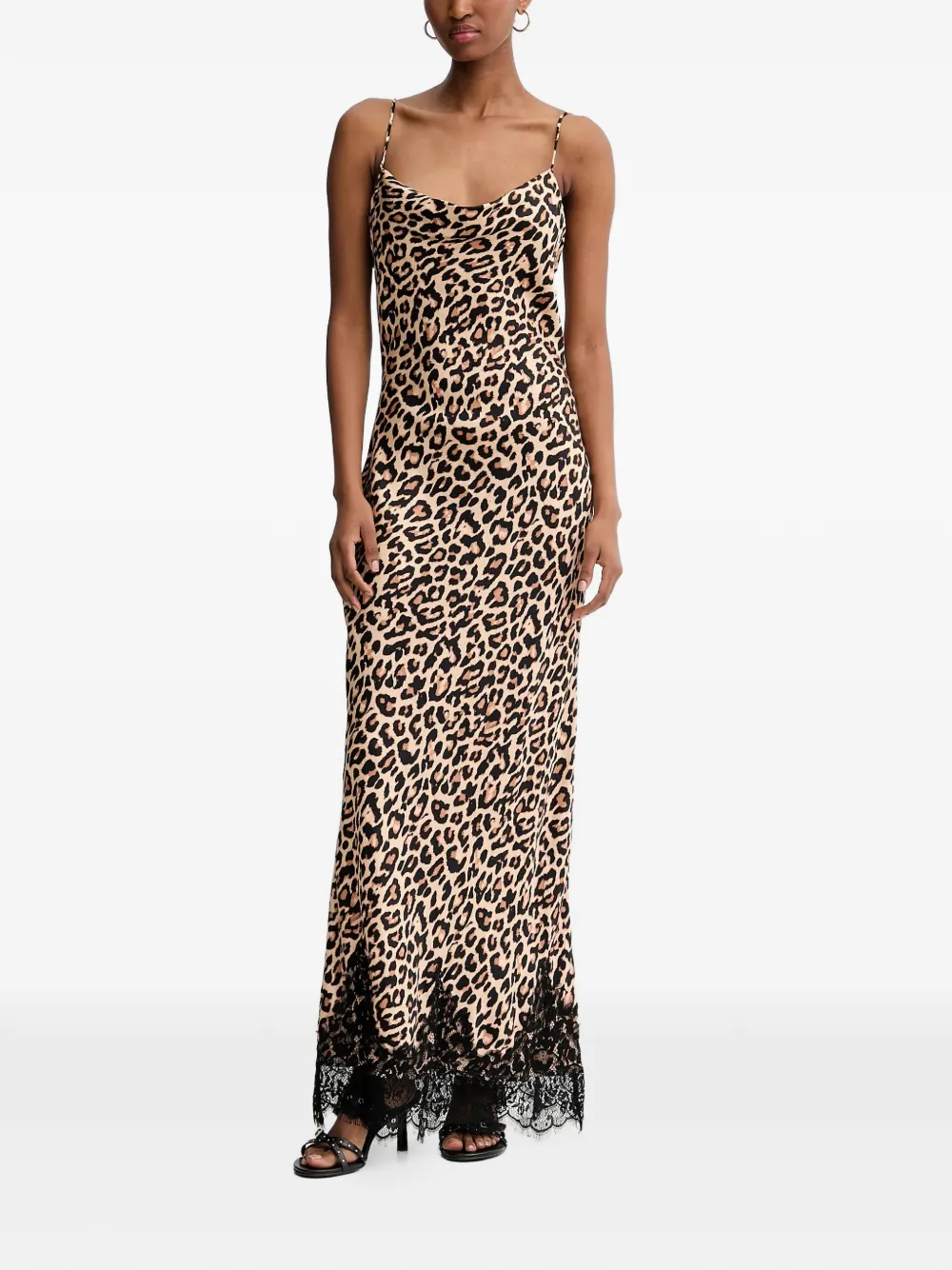 NEVER FULLY DRESSED lace animal-print maxi dress - Neutrals