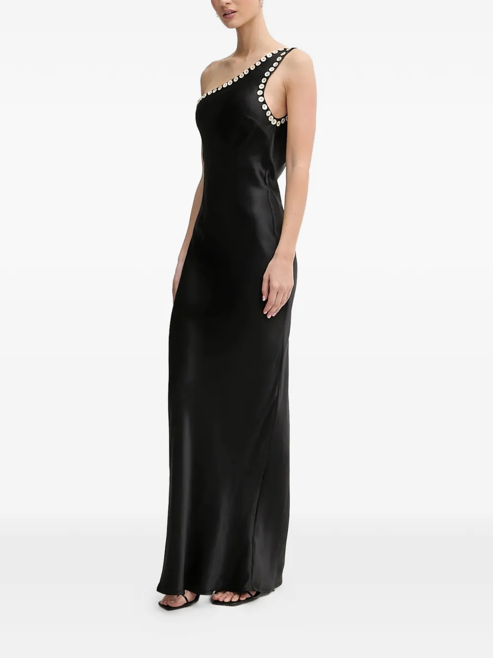NEVER FULLY DRESSED one-shoulder maxi dress - Zwart