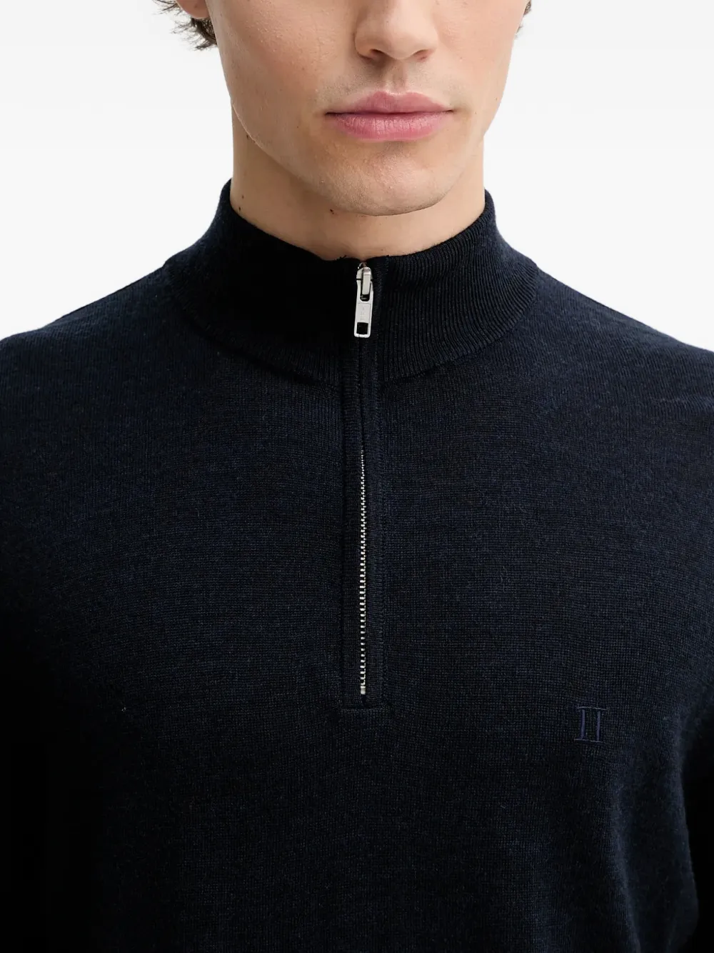 Les Deux Greyson trui met halve rits Blauw