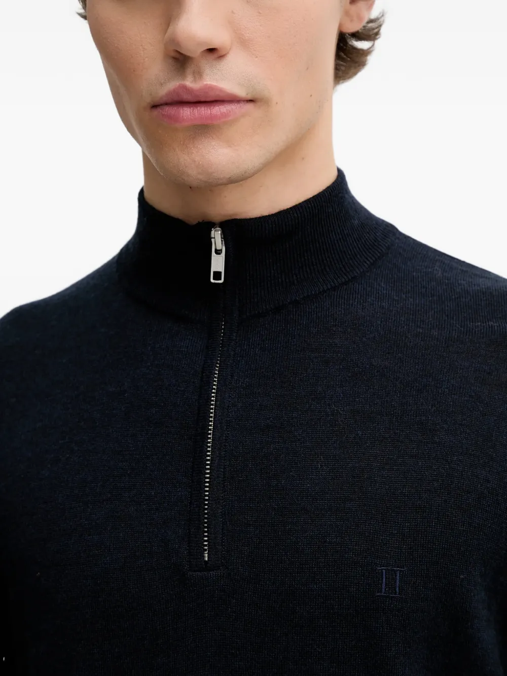 Les Deux Greyson trui met halve rits Blauw