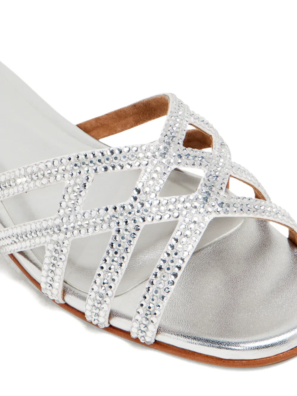 NICOLI Zuri sandalen met gekruiste bandjes en stras Zilver