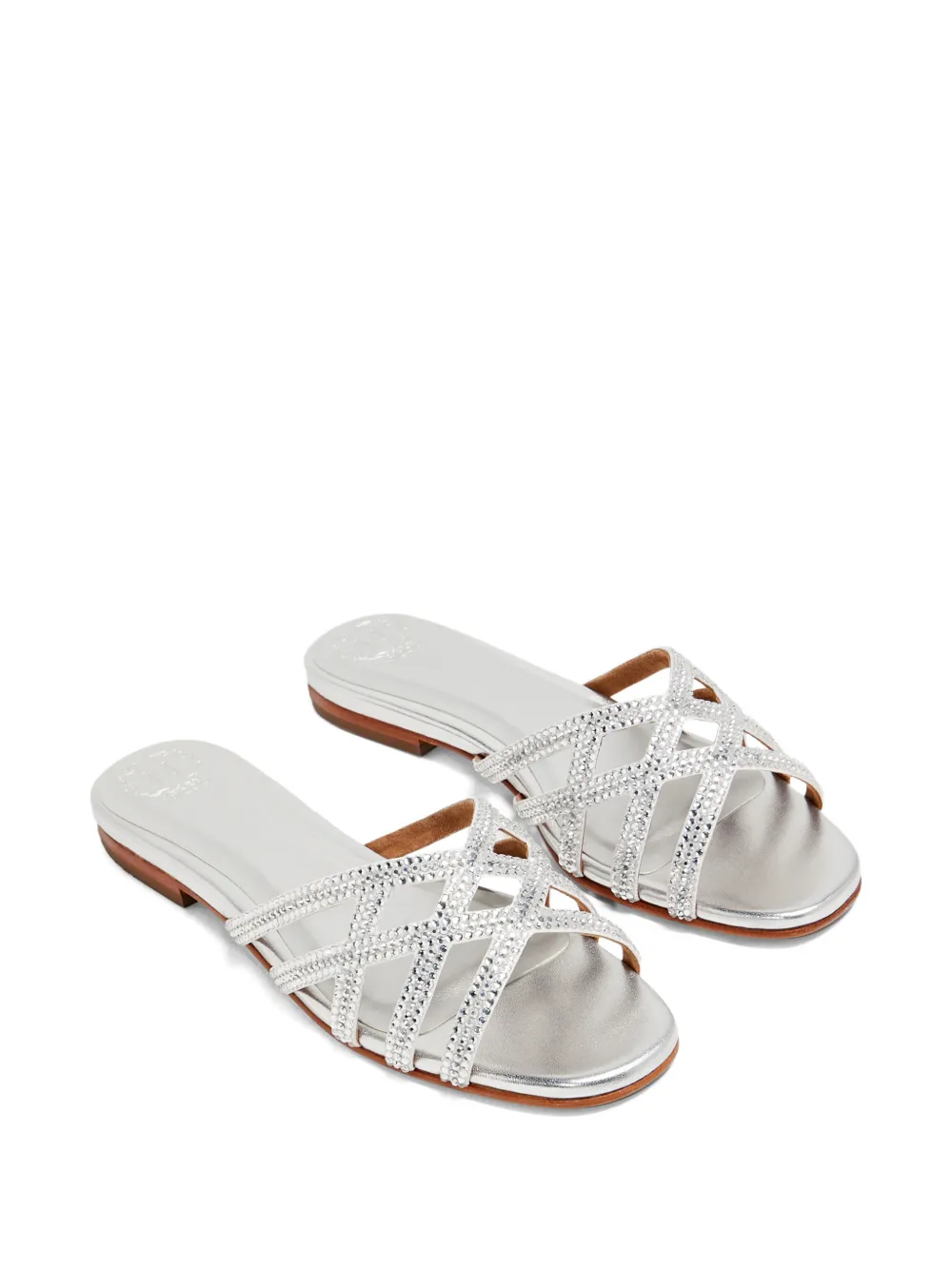 NICOLI Zuri sandalen met gekruiste bandjes en stras Zilver