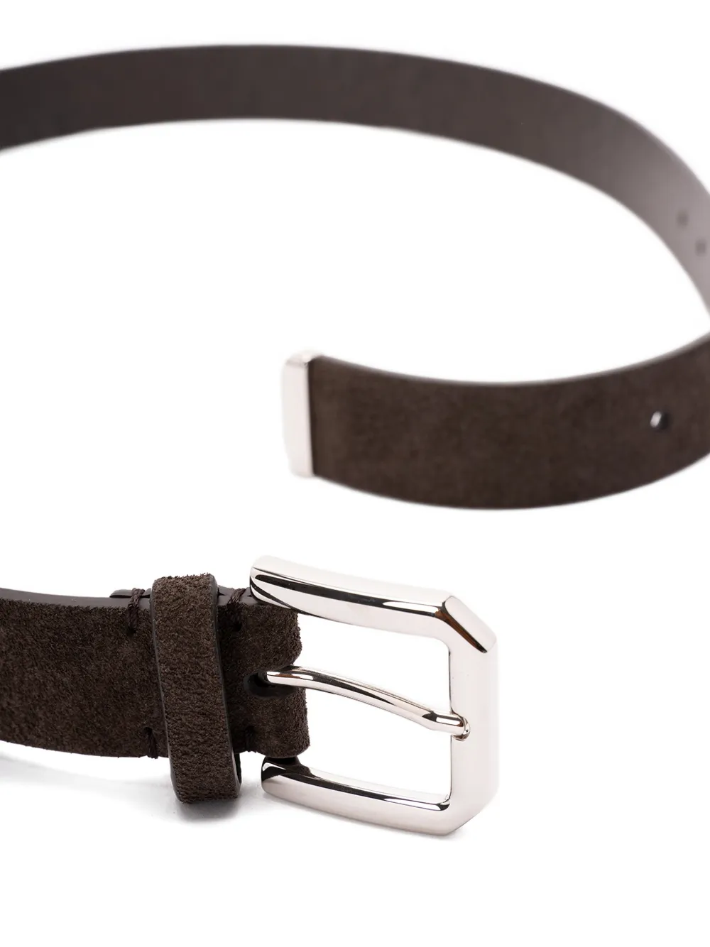 Brunello Cucinelli silver-buckle leather belt - Bruin