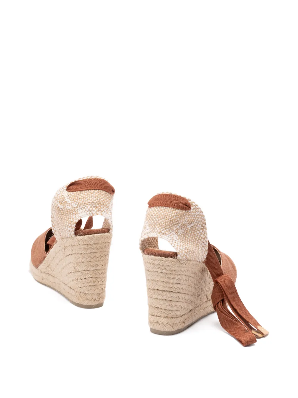 Castañer Espadrilles met sleehak en strik Bruin