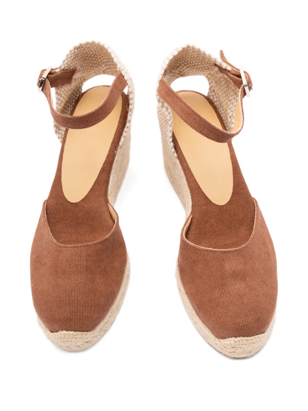 Castañer Espadrilles met enkelbandjes en sleehak Bruin