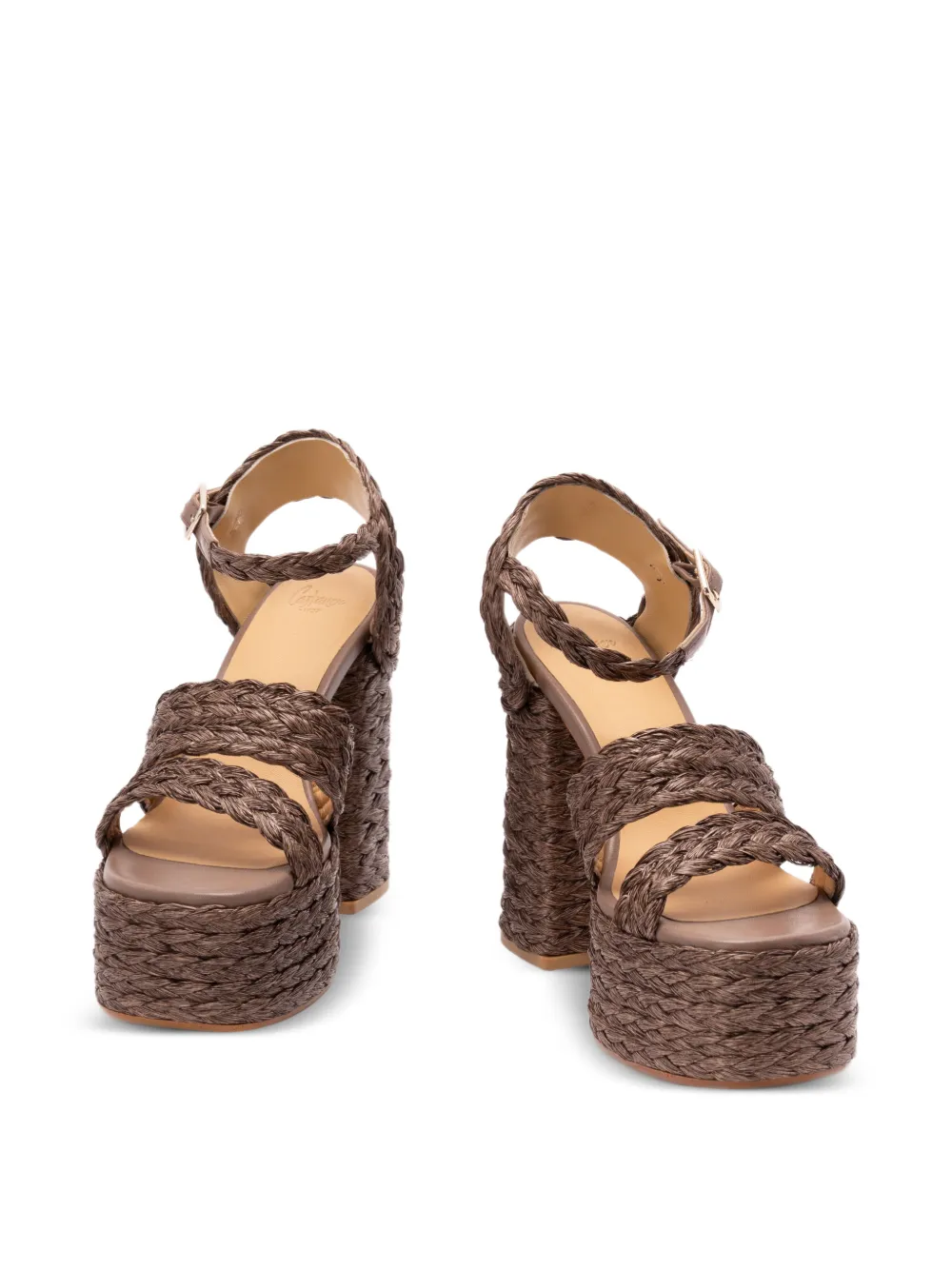  Castañer Platform Raffia Espadrilles - Brown 