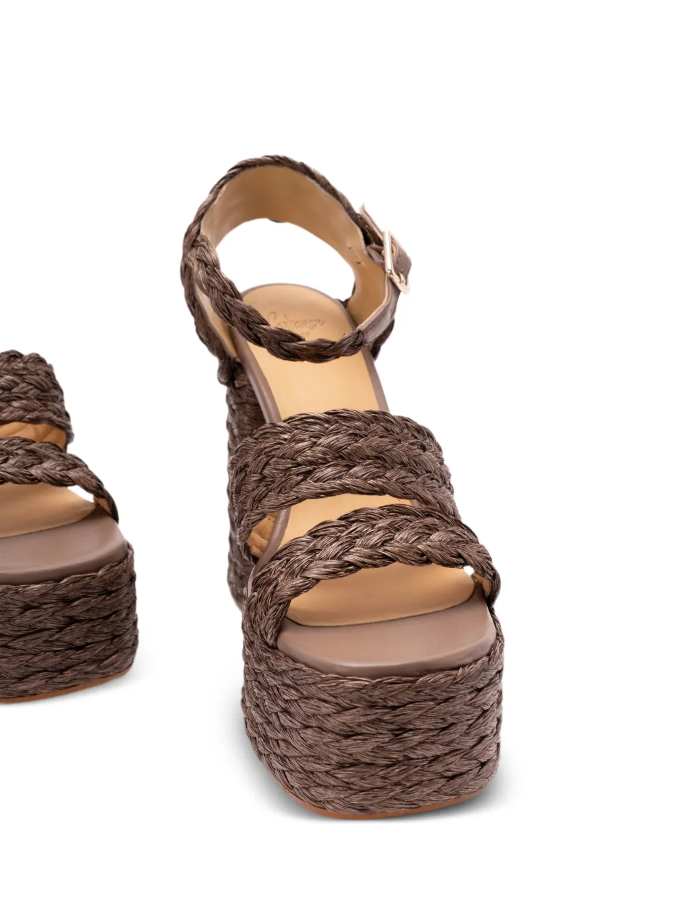  Castañer Platform Raffia Espadrilles - Brown 