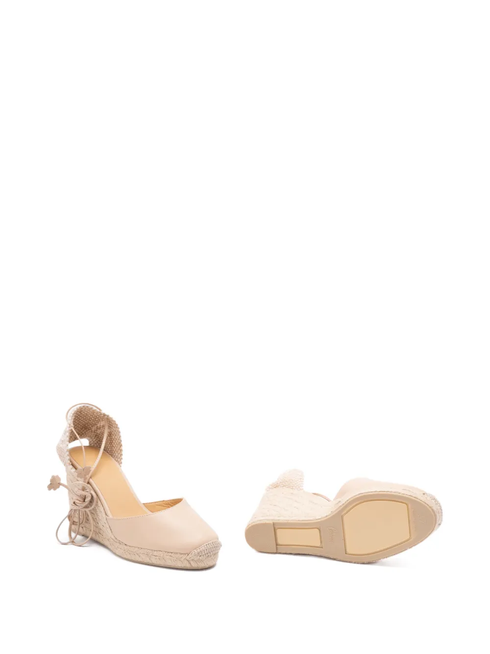 Castañer Espadrilles met sleehak strik en bloemen Beige
