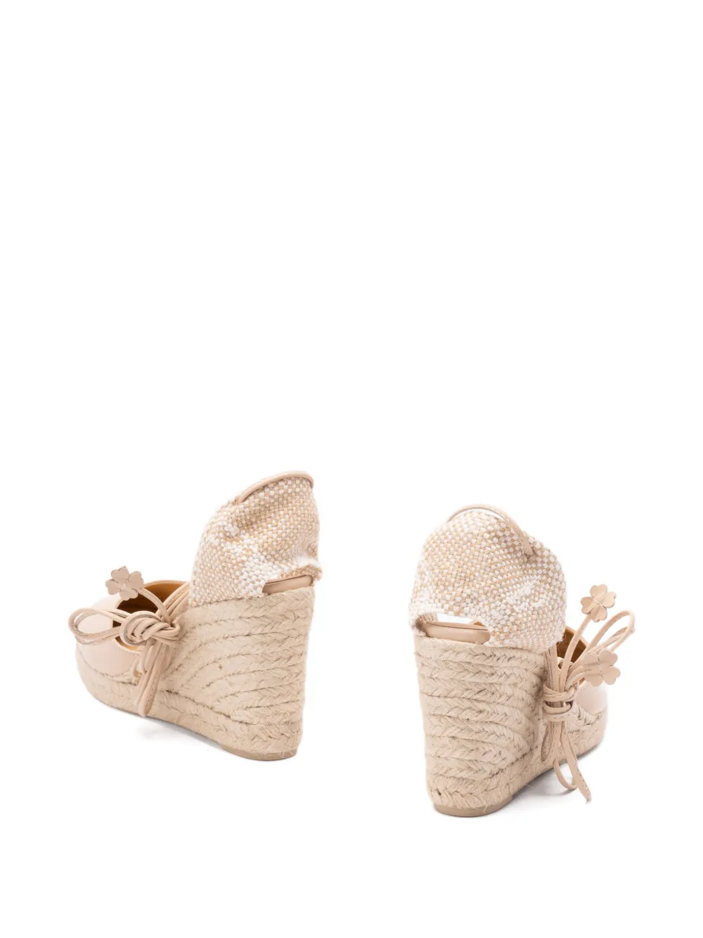 Castañer Espadrilles met sleehak strik en bloemen Beige
