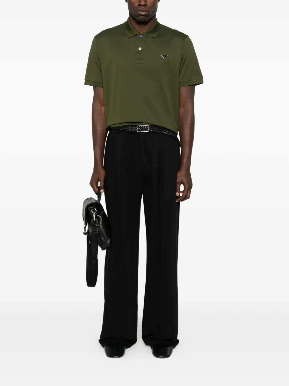Prada triangle-logo polo shirt - Groen