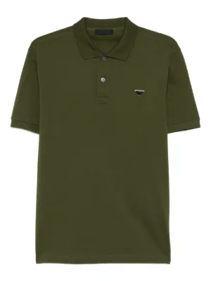 Prada logo-embroidered short-sleeve Polo Shirt | Blue | FARFETCH RO