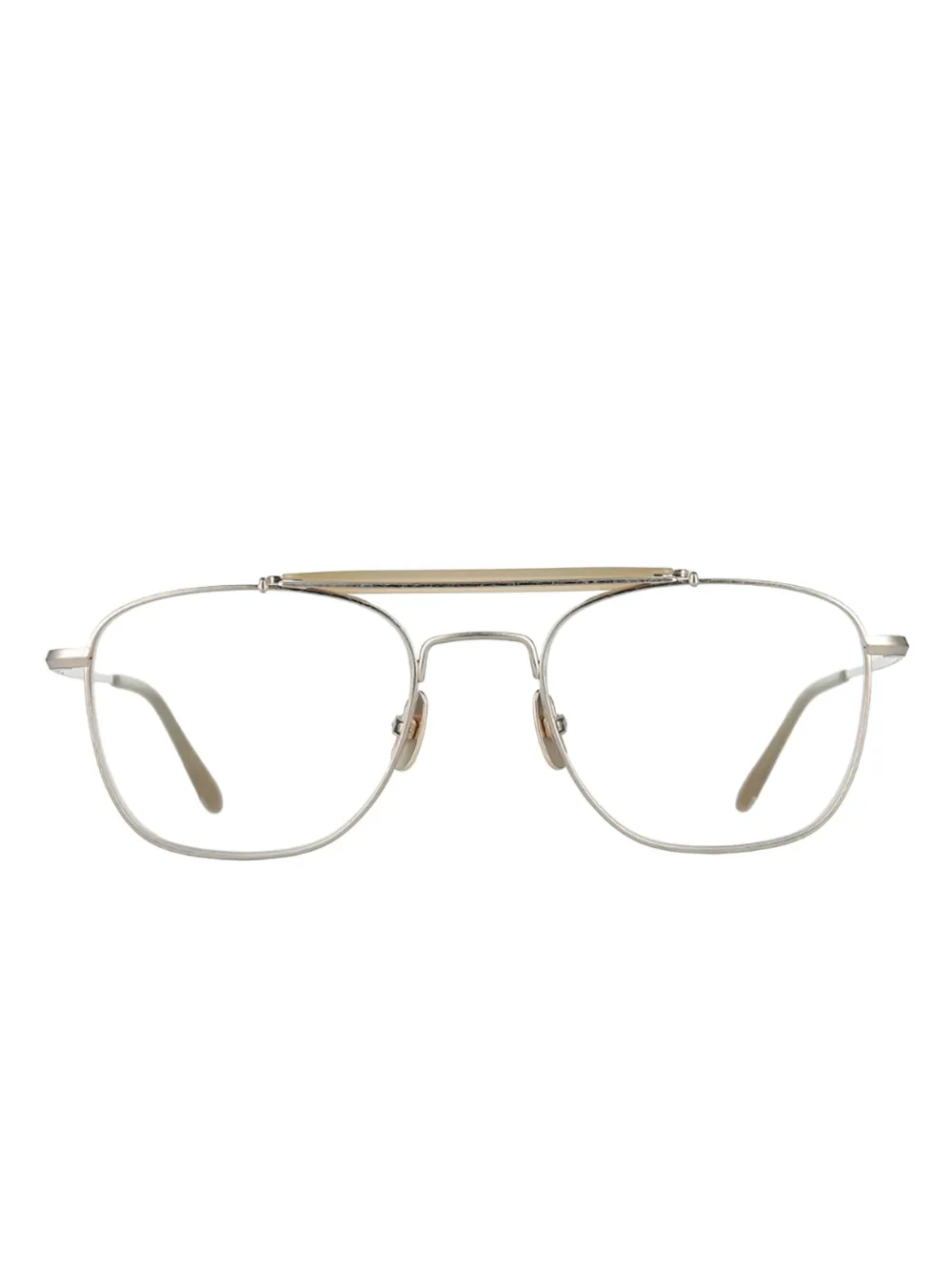 Yellows Plus Tyrone browline glasses | Silver | Image 1